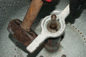 PHOTO: Position the spanner wrench on the spanner nut.