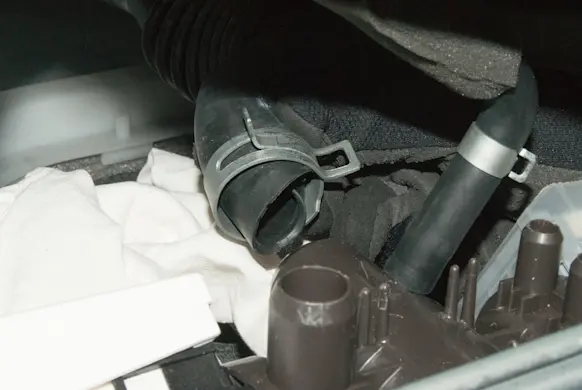 PHOTO: Pull the tub-to-pump hose off the pump body.
