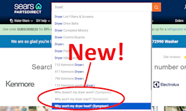 Tapping into a new feature in the Search Bar on Sears PartsDirect