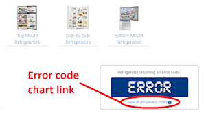 Accessing an error code chart from a DIY Repair Help page