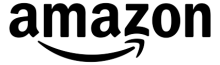 Black and white Amazon logo.
