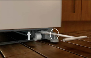 How to align the doors on a French-door refrigerator with adjustable rollers.