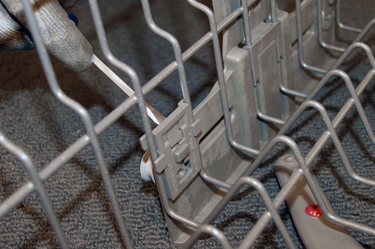 how to replace a dishwasher upper rack height adjuster