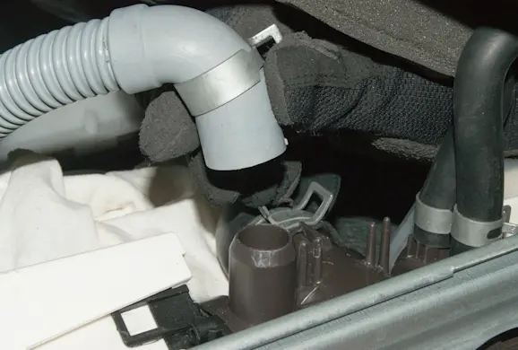 PHOTO: Pull the drain hose off the pump body.