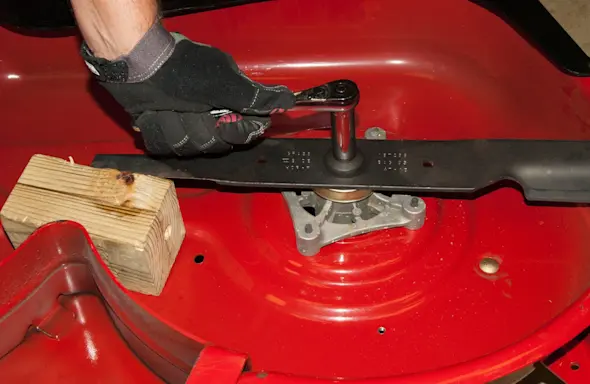 PHOTO: Remove the blade mounting bolt.