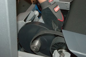PHOTO: Route the drive belt over the pulley.