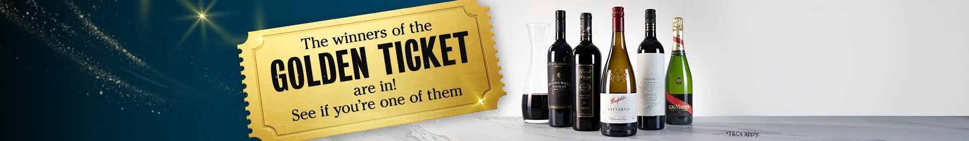Golden Ticket - Win a case of wine plus decanter, worth $1,040