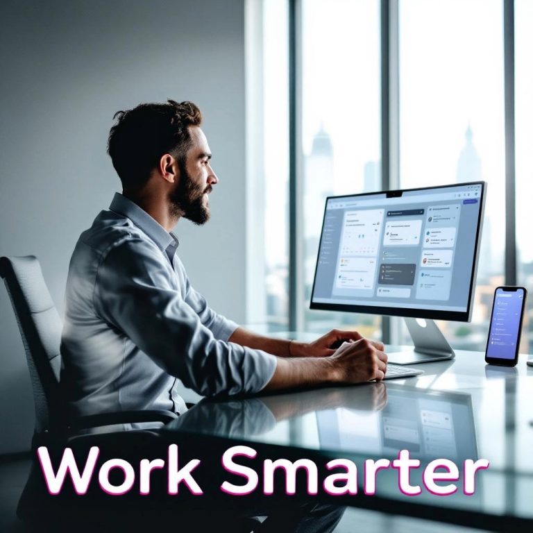 Work Smarter With AI man at Desk