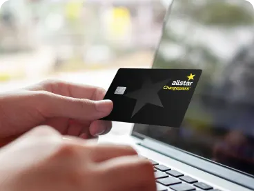 Allstar Chargepass card and laptop in background