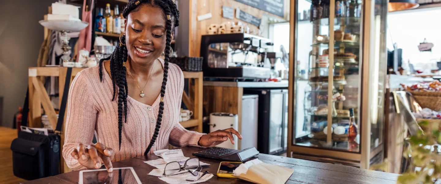 Woman working on a tablet