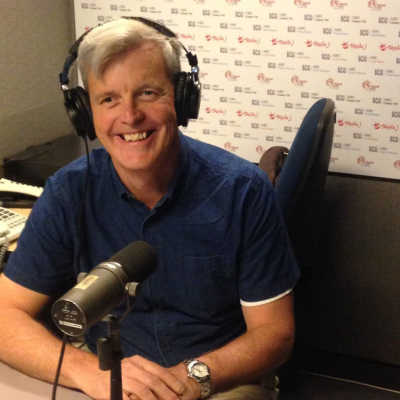 David Rowlison recording radio interview at ABC in 2018.