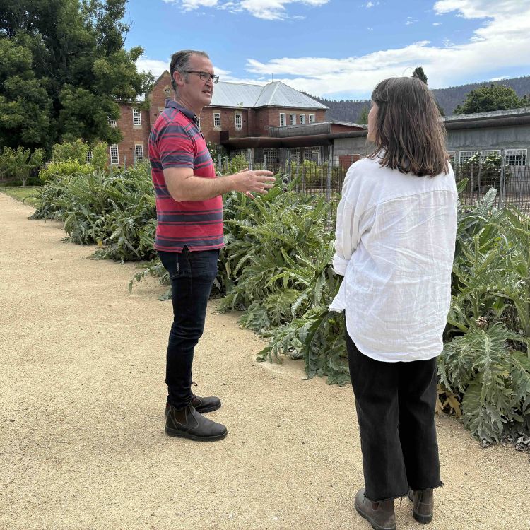 Kate and Rodney Dunn from Agrarian Kitchen in the Agrarian garden