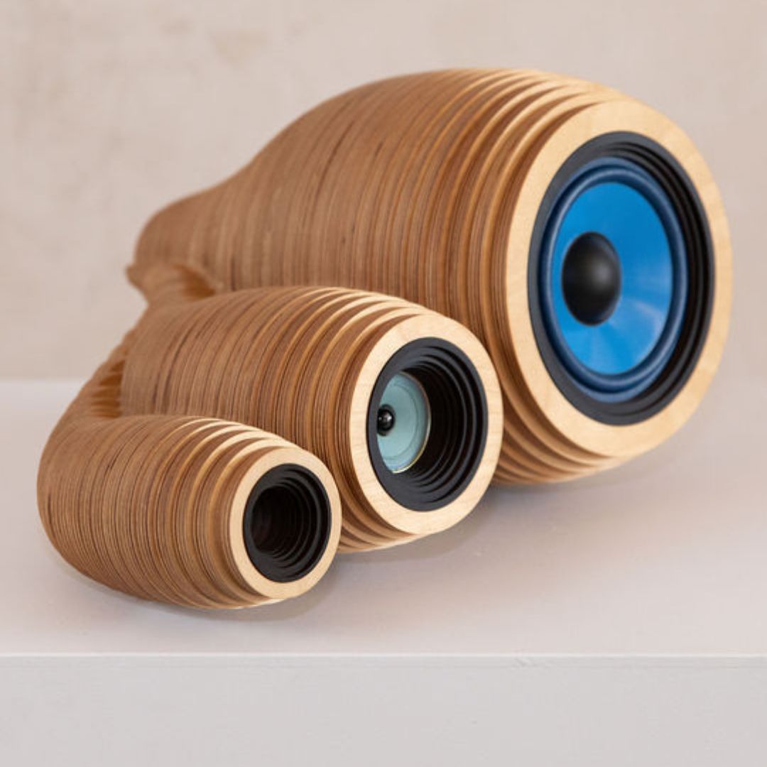 Rounded wooden speakers