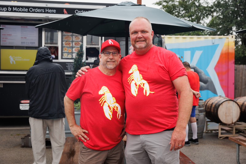 Cousin Rich & Cousin Jake pose at the Grand Opening of Cousins Maine Lobster Kansas City