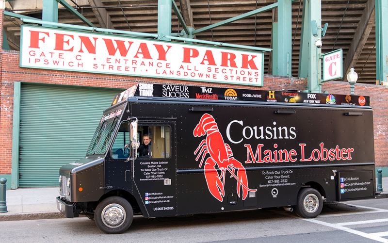A photo of our Boston based food truck outside Gate C of Fenway Park, in Boston, Massachusetts.