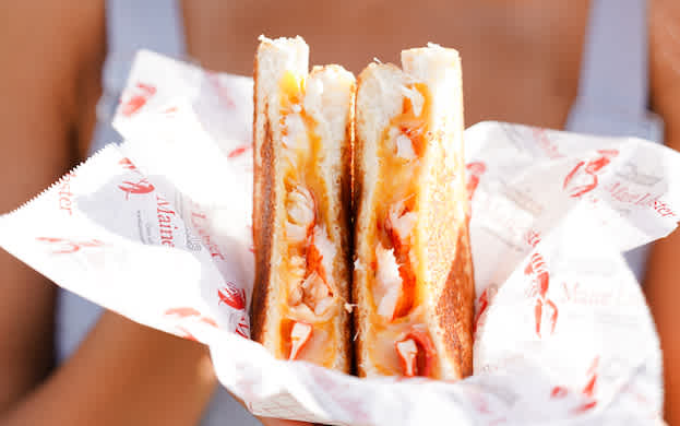 A close-up photo of our Lobster Grilled Cheese.