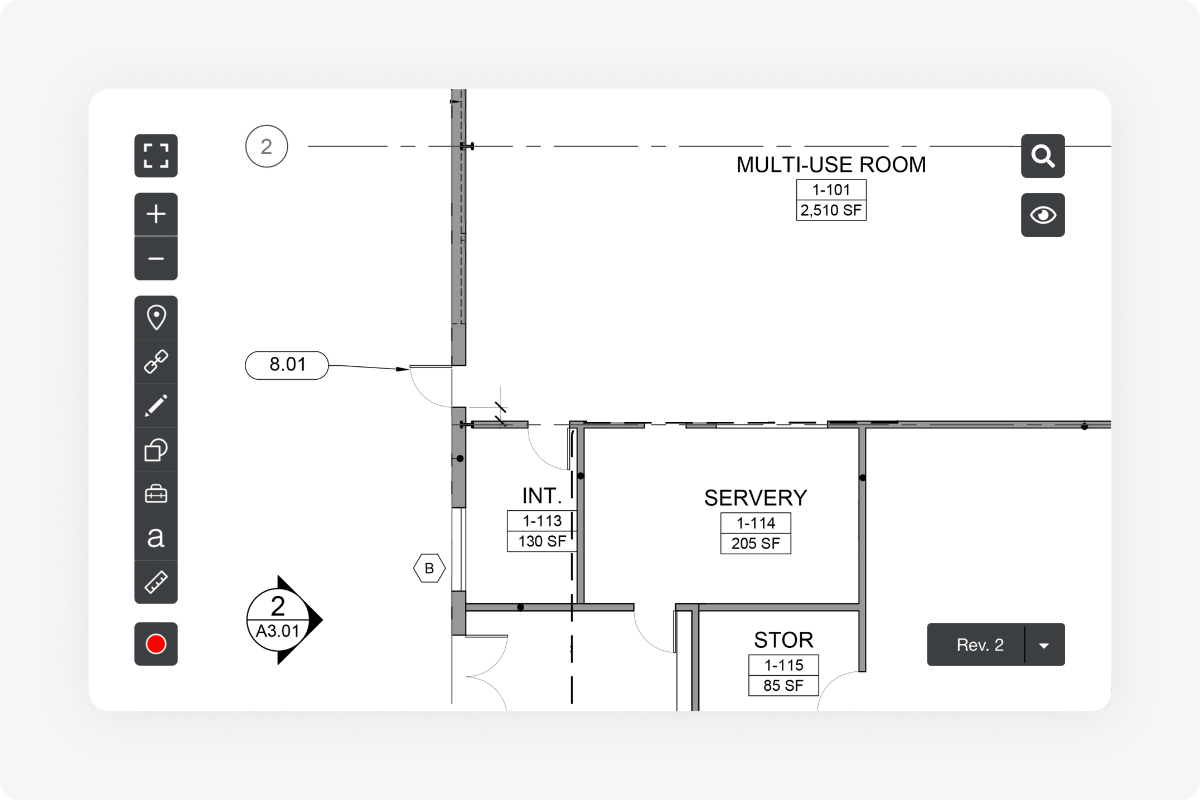 Fieldwire showing as-built drawings in a gif form. 