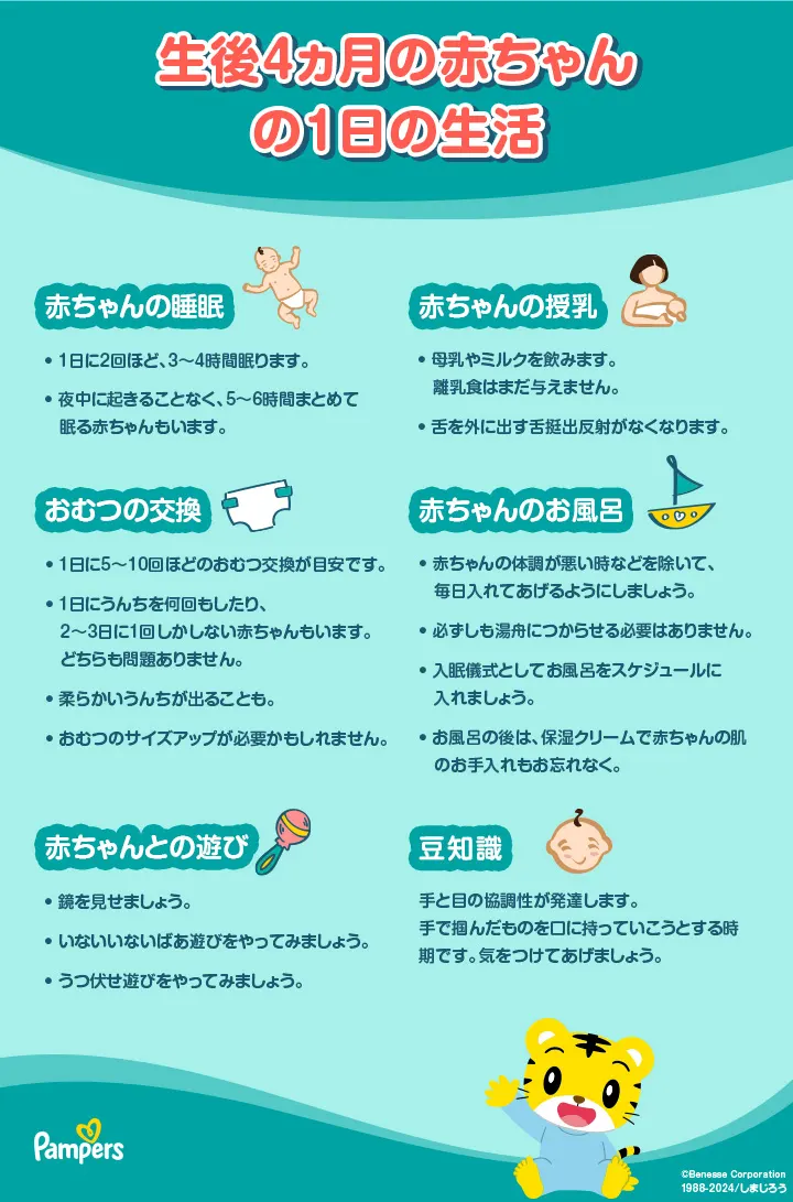 生後4ヵ月の赤ちゃんの成長と発達、新生児の生活リズム | パンパース 