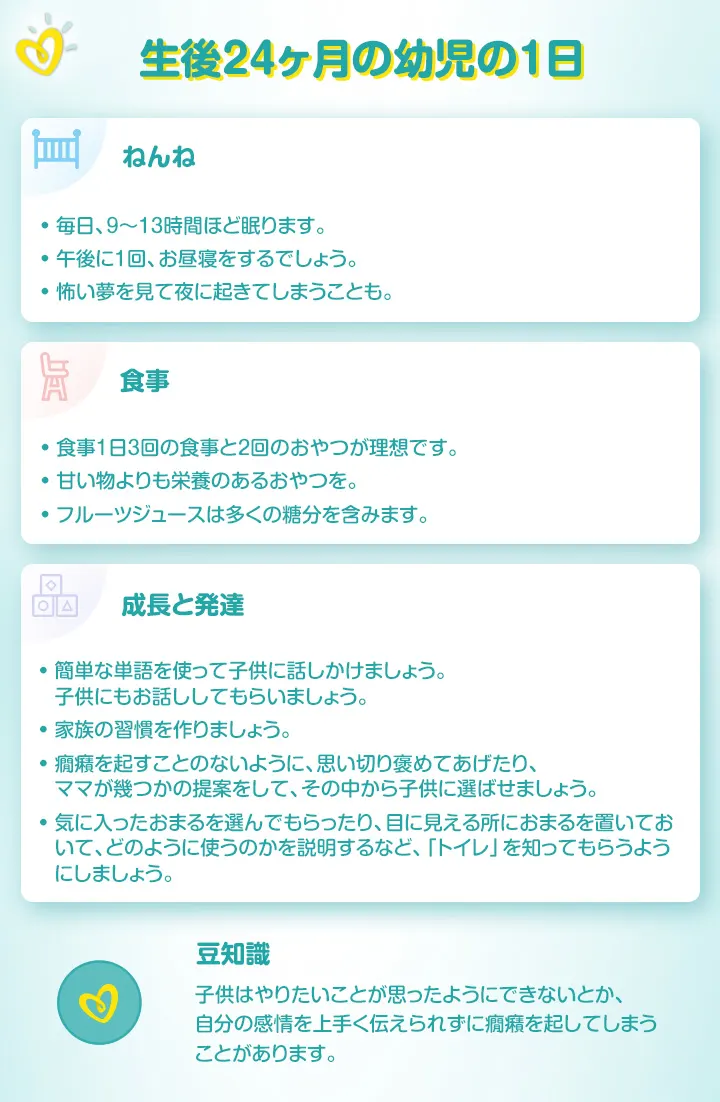 生後24ヶ月の幼児の１日のスケジュール