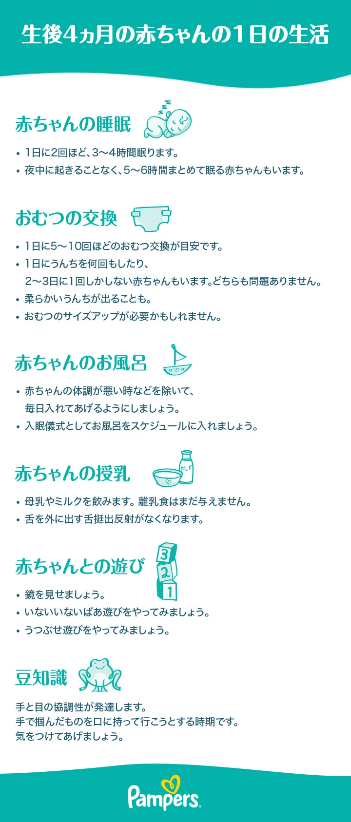 生後4ヵ月の赤ちゃんの成長と発達新生児の生活リズム パンパース
