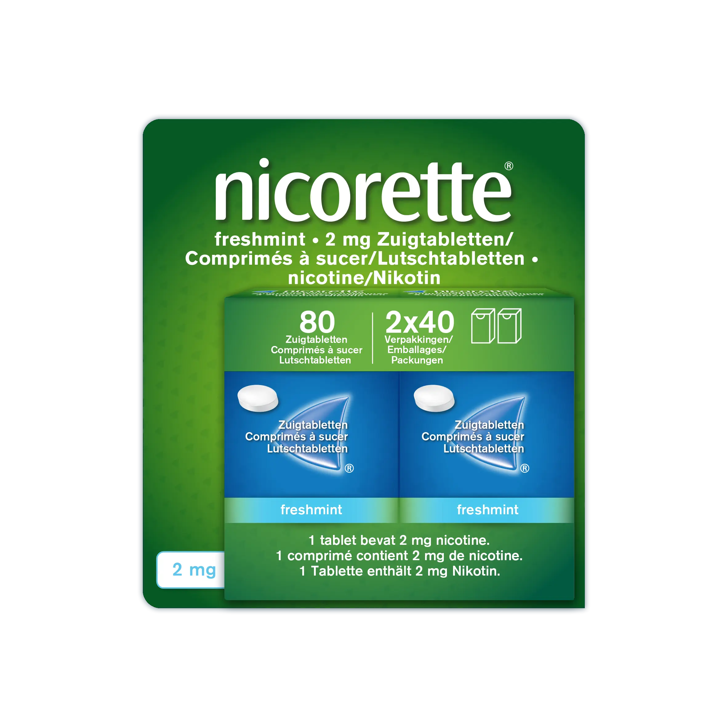 nicorette zuigtabletten Freshmint 2mg 10 2024 PNG