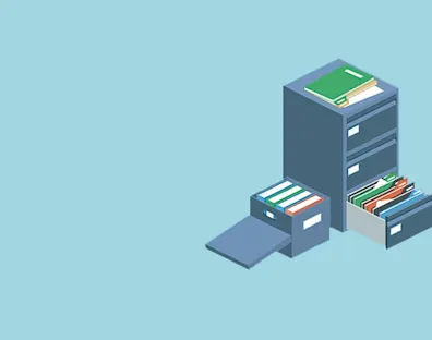 Ilustración de un archivador con documentos