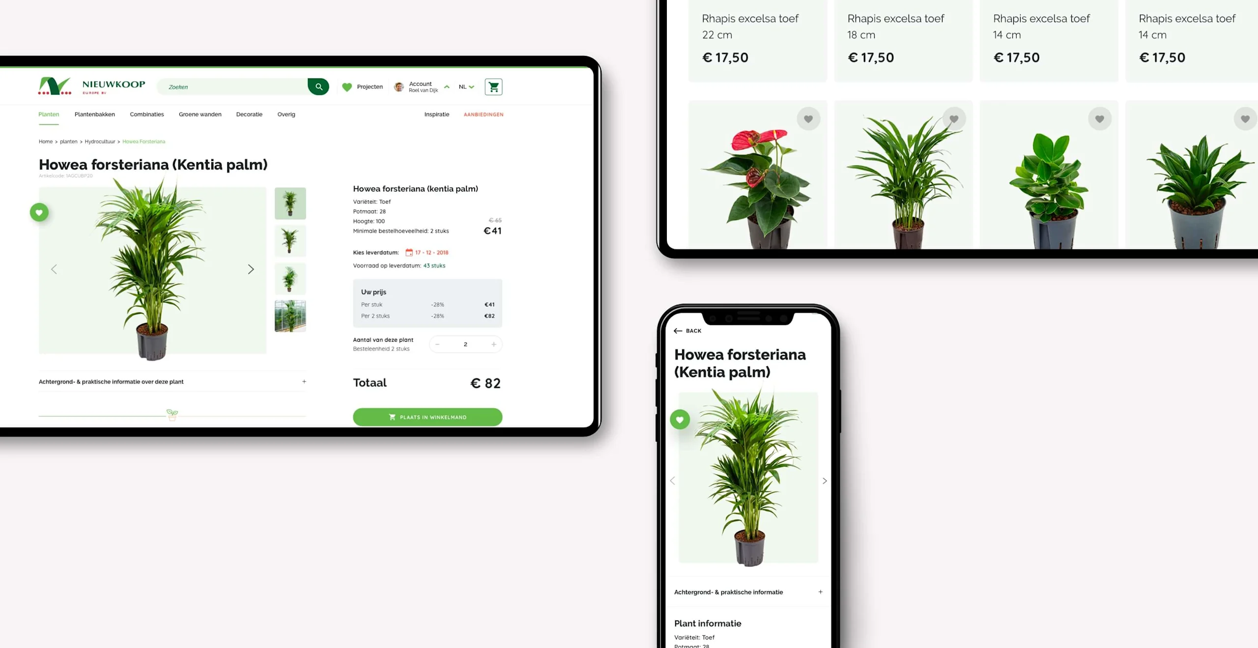 Imagen del eCommerce de Nieuwkoop en web, tablet y móvil Imagen del eCommerce de Nieuwkoop en web, tablet y móvil