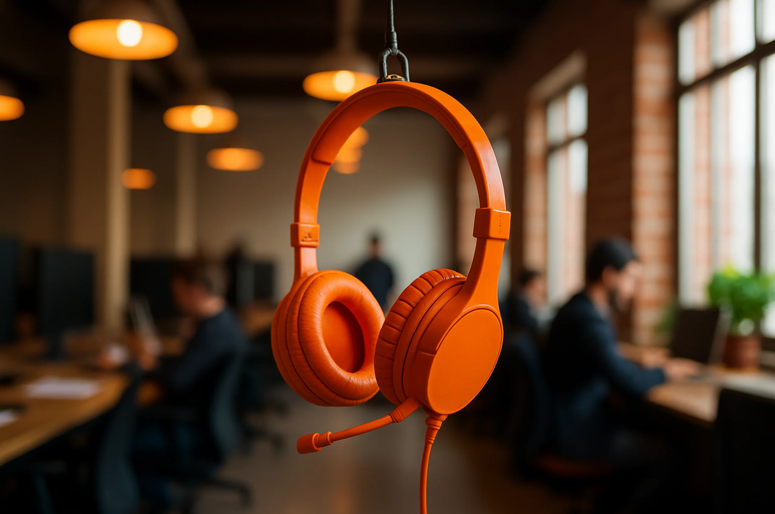 AI customer agent headset orange