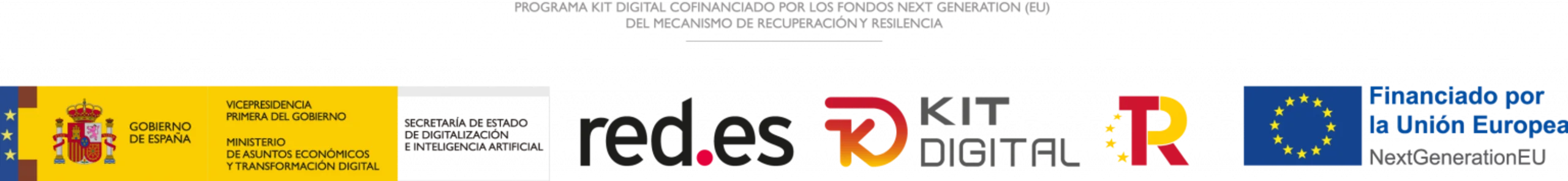 Logos oficiales de las entidades involucradas en el Kit Digital: Gobierno de España, red.es, Kit Digital y financiación Européa Logos oficiales de las entidades involucradas en el Kit Digital: Gobierno de España, red.es, Kit Digital y financiación Européa