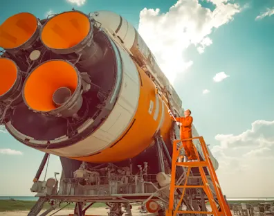 Image of a person painting a rocket