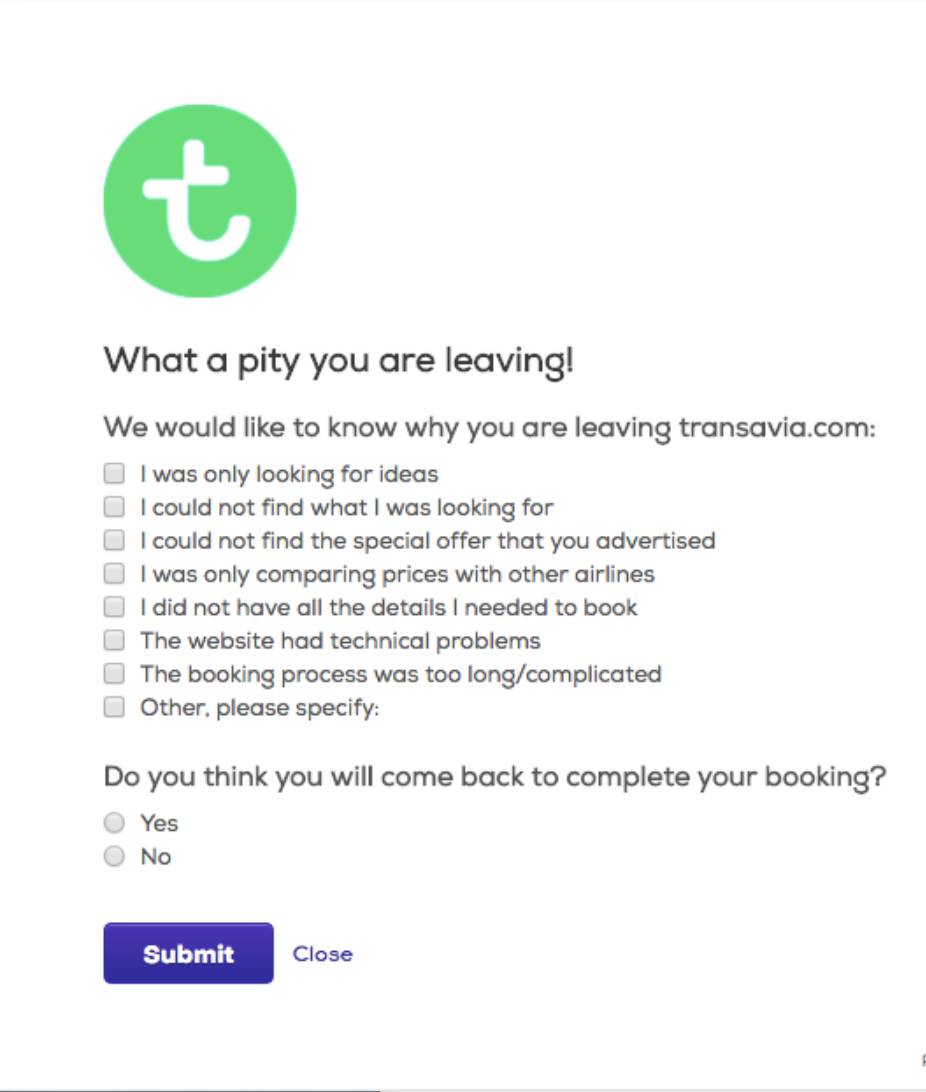 (GetFeedback Digital exit-survey) transavia