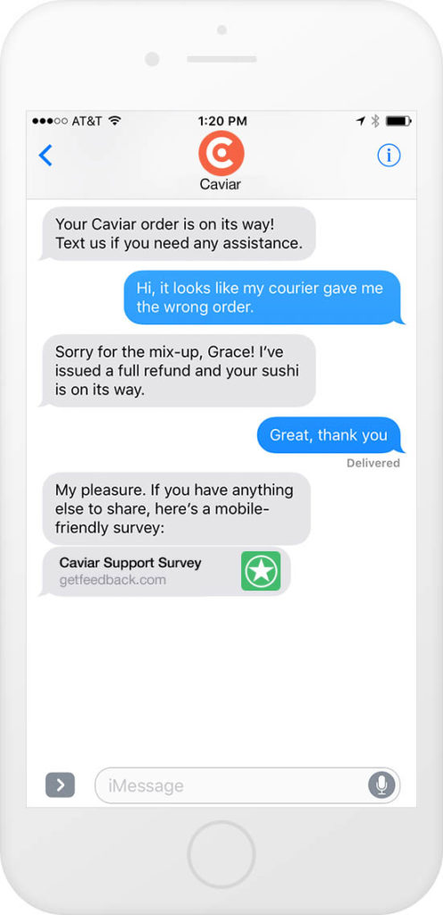 Text message survey