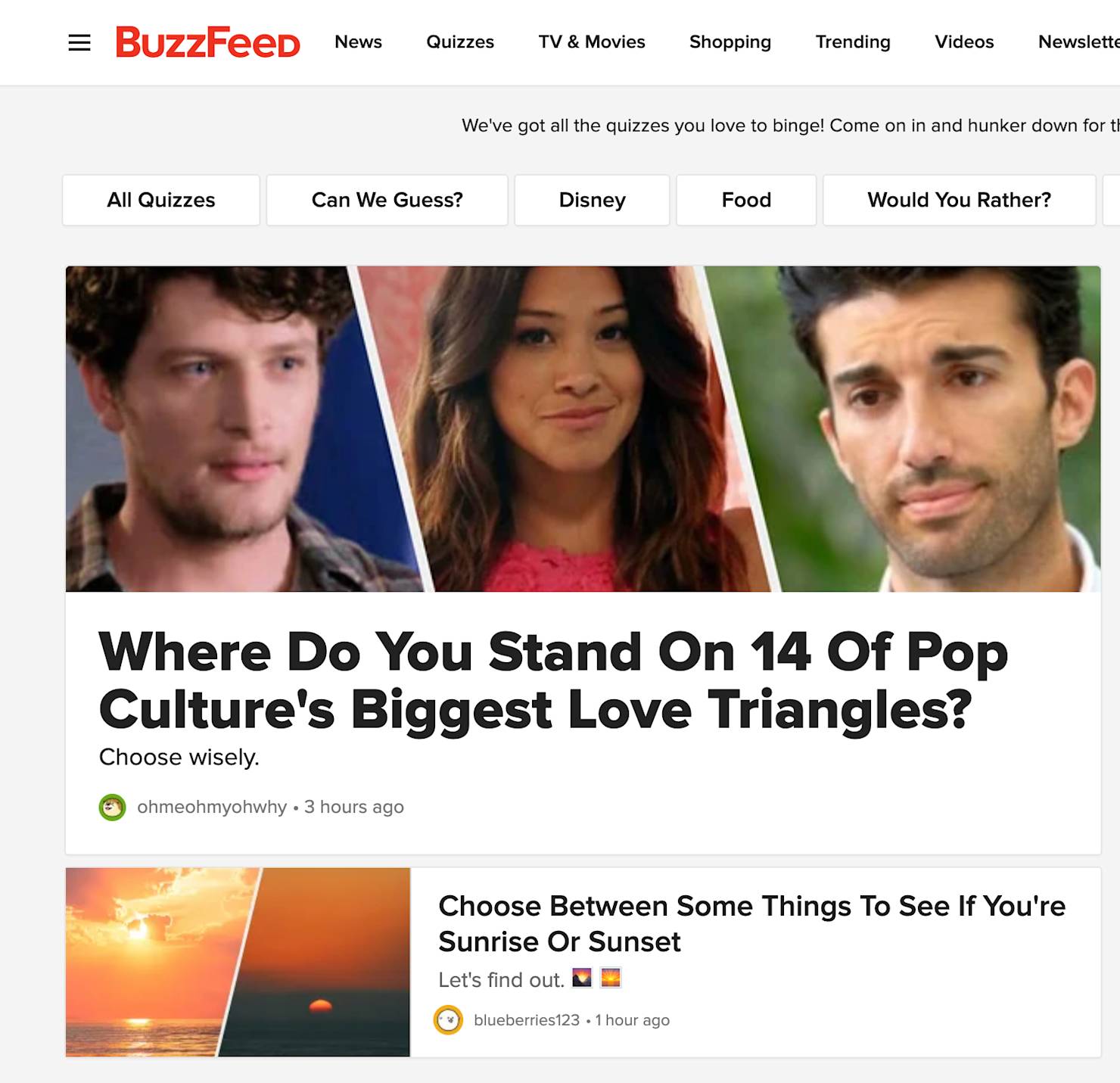 Buzzfeed quizzes