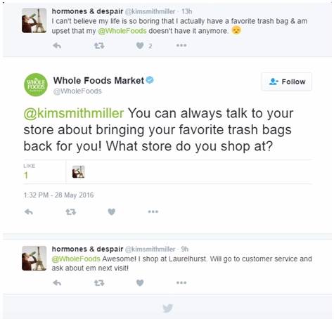 social media support - Whole Foods - customer engagement