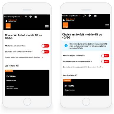 Test A/B dans l'application mobile Orange