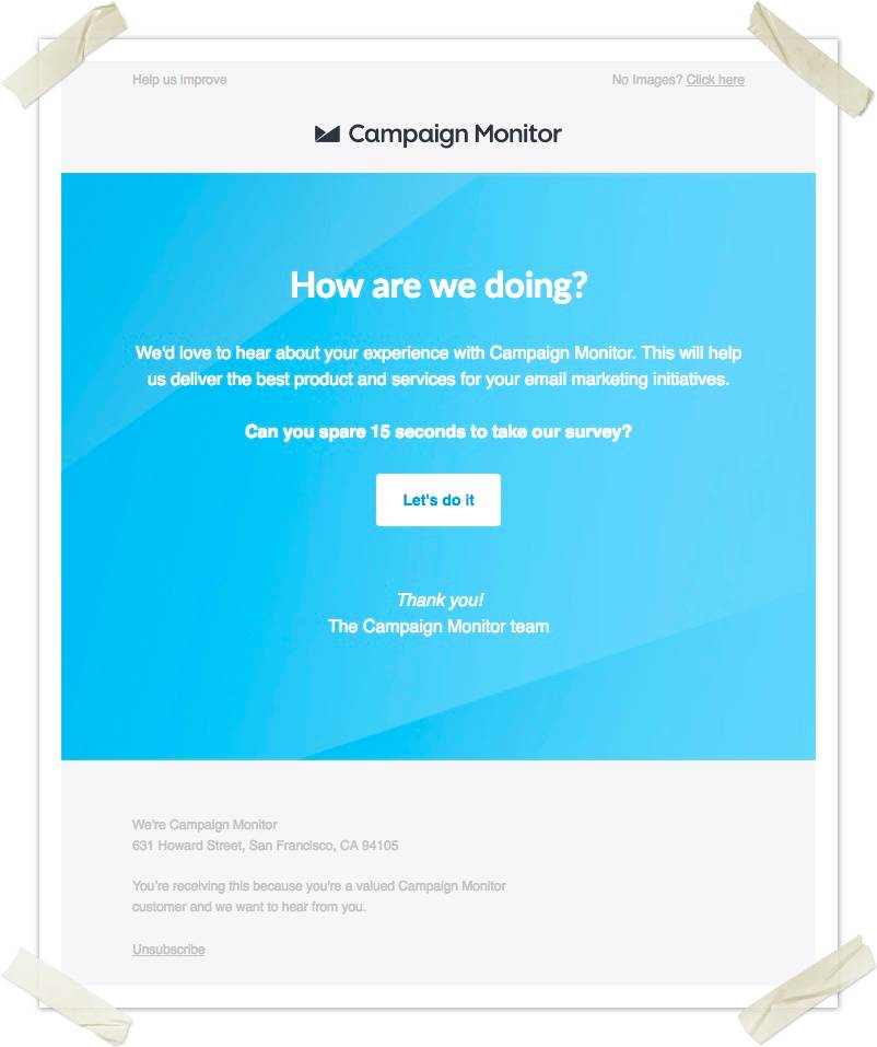 Campaign Monitor's NPS survey email