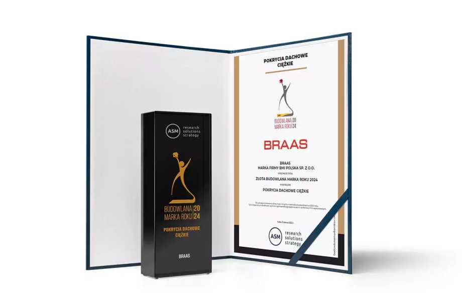 Złota Budowlana Marka Roku 2024 - nagroda BMI Braas