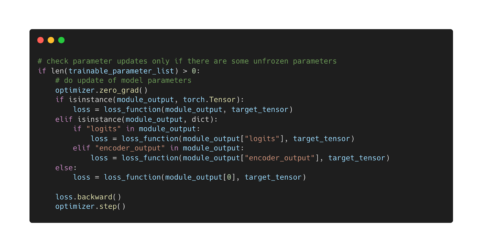 compute gradients and updates the Parameter objects