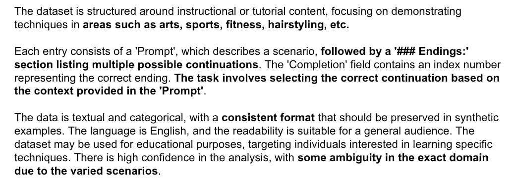 Inferred context from the Hellaswag dataset