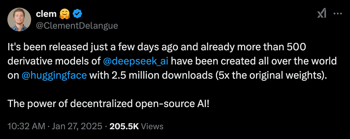 DeepSeek-Hugging-Face-Clem-Tweet