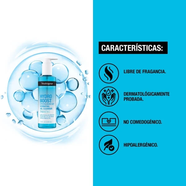 Gel Limpiador Facial Neutrogena® Hydro Boost® Sin Fragancia 230ml - Características