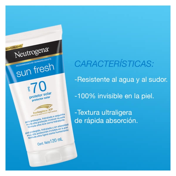  Protector Solar Corporal Neutrogena Sun Fresh FPS 70 120ml - Características