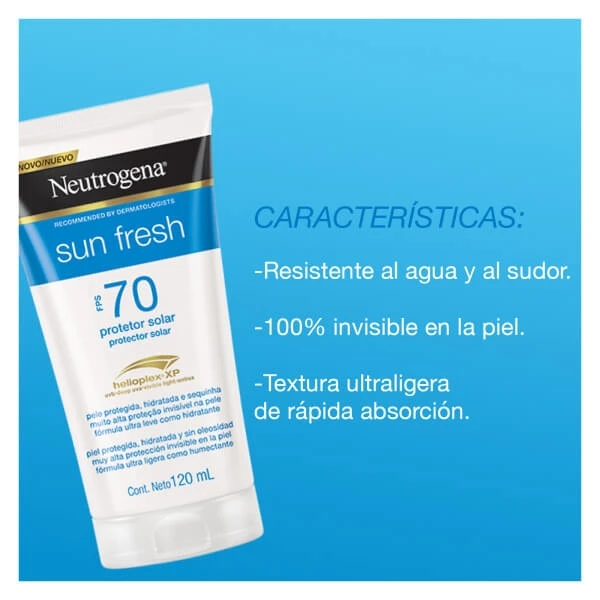  Protector Solar Corporal Neutrogena Sun Fresh FPS 70 120ml - Características