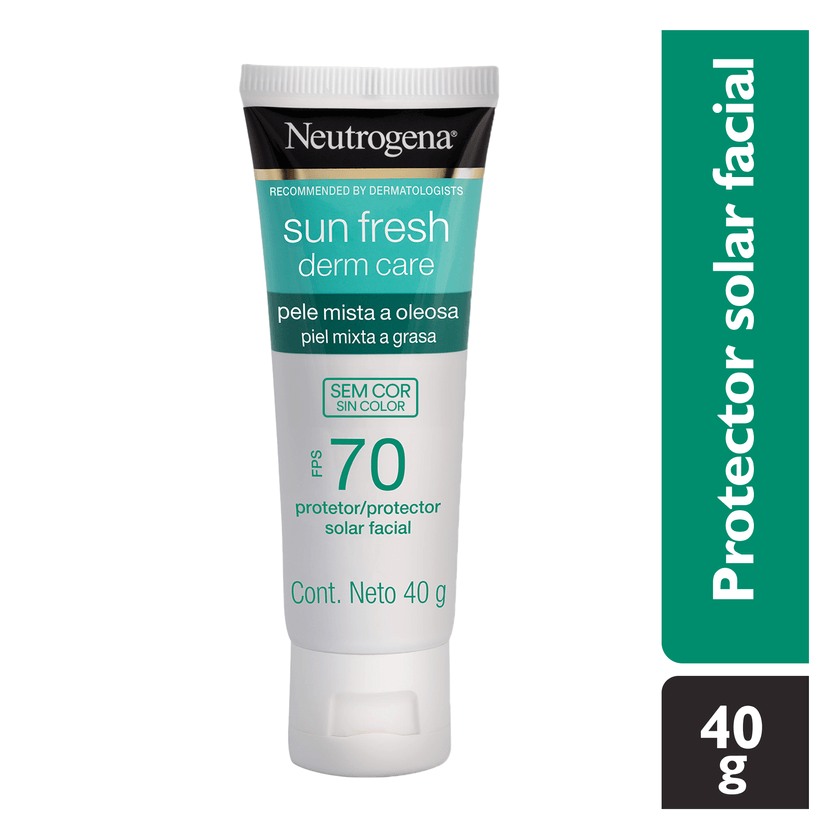 Protector Solar Facial Sin Tono Neutrogena Sun Fresh Derm Care FPS70 40g - Hero