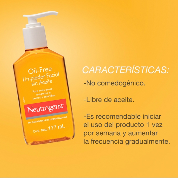 Características del gel limpiador oilfree 177ml