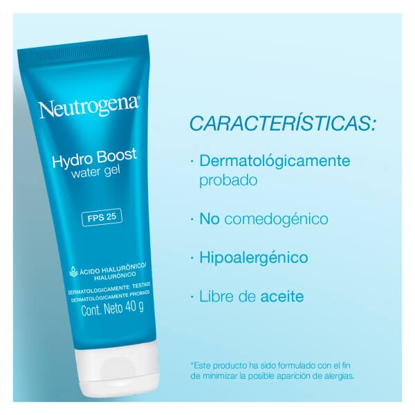 Crema Hidratante Facial en Gel Hydro Boost Ácido Hialurónico FPS25 - Características