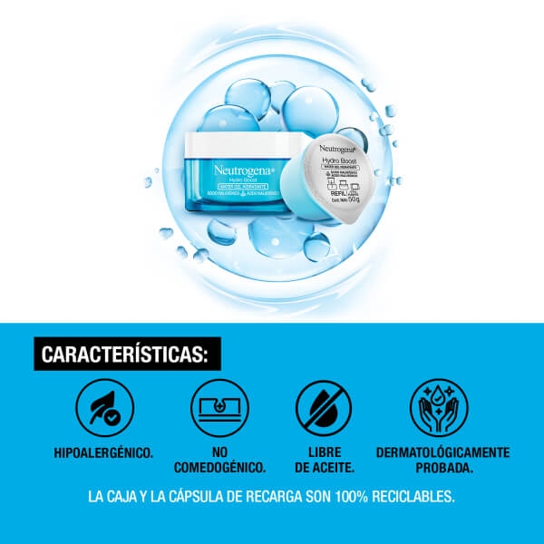 Refill de Crema Hidratante Facial en Gel Neutrogena® Hydro Boost® 50g - Caracteristicas