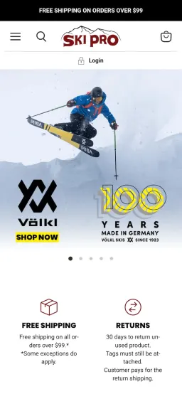 View of skipro.com homepage on mobile device