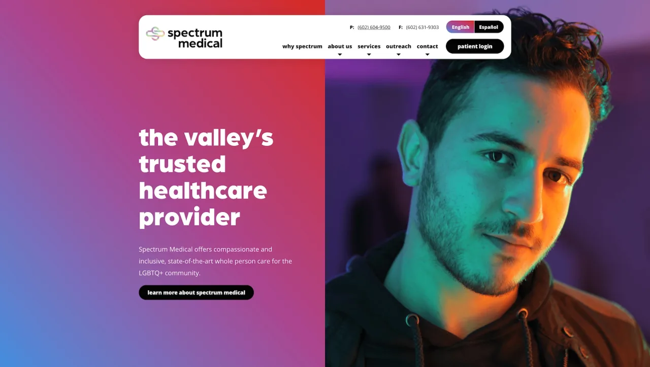 View of spectrummedicalcareaz.com homepage on desktop device