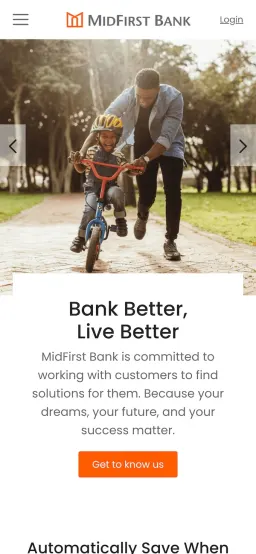 View of midfirst.com homepage on mobile device
